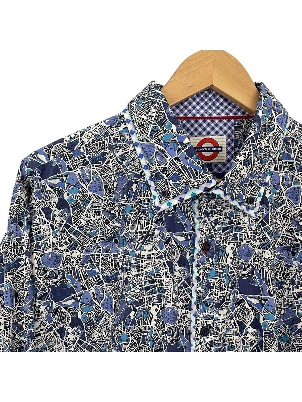 Jermyn & Bond Modern Fit Statement Shirt Mens 2XT City Map Unique Button Down